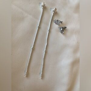 Three Charming Colour Silver Earrings